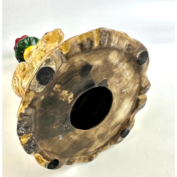 Vintage Bunny Rabbits Candle Stick Holder Rustic Whimsical Green Yellow Beige - Picture 7 of 10